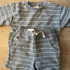 Striped Gray and White Knit Set